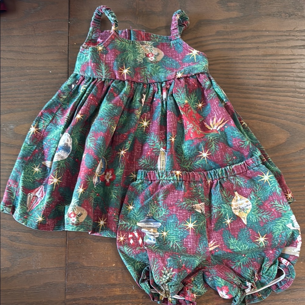 Festive Holiday Dress and Bloomers Set